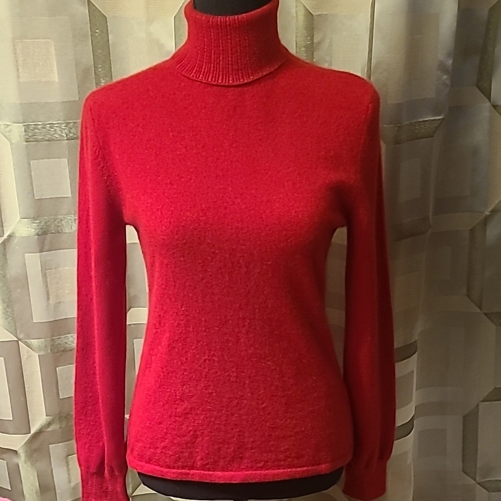 Red Cashmere Turtleneck Sweater